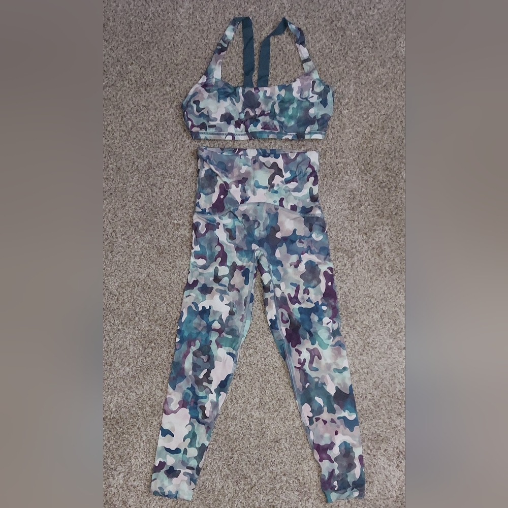 SPANX Camo Water Color Print Activewear Set
